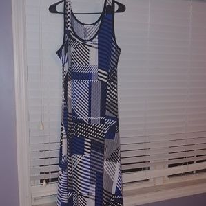 Blue and white maxi dress